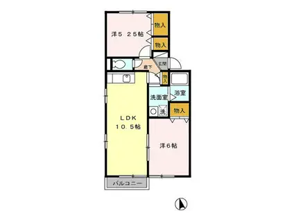 グレープバイン(2LDK/2階)の間取り写真
