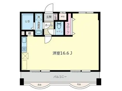 ポン・ルテエール(ワンルーム/4階)の間取り写真