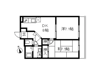 ルーエンハイム(2DK/2階)の間取り写真