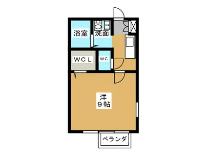 ル・クラージュII(1K/2階)の間取り写真