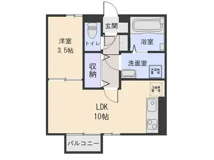 セジュール中ノ島A(1LDK/1階)の間取り写真