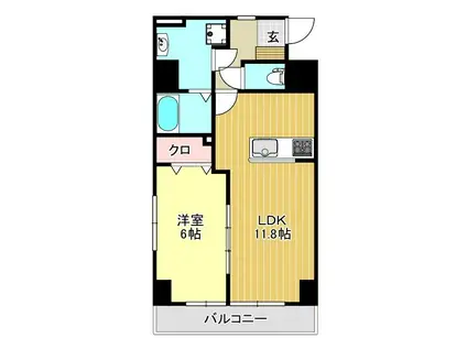 ヴィガラス(1LDK/1階)の間取り写真