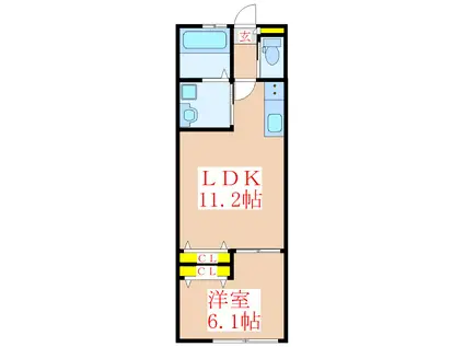 PIASTRATA A棟(1LDK/2階)の間取り写真