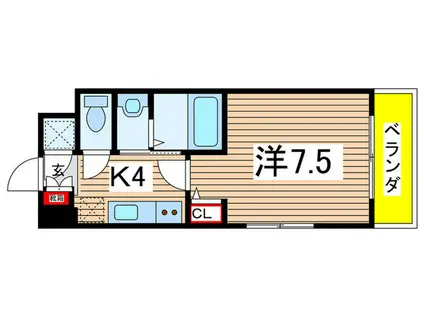 エルマーナI(1K/4階)の間取り写真