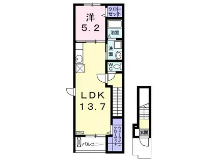 BONITO(1LDK/2階)の間取り写真