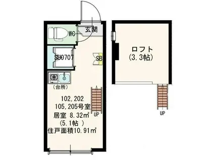 ラルーチェ(ワンルーム/1階)の間取り写真