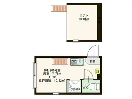 STAGE池袋本町(ワンルーム/2階)の間取り写真