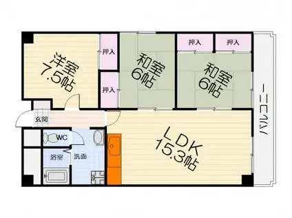 ライブリー高石(3LDK/5階)の間取り写真