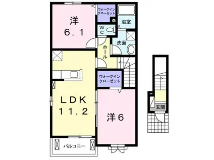 セイバリーII(2LDK/2階)の間取り写真