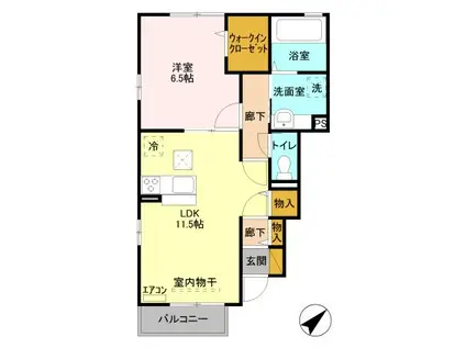 ラ・ゼルコバ(1LDK/1階)の間取り写真