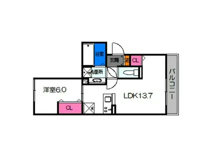 ゆいまーる にこ(1LDK/3階)の間取り写真