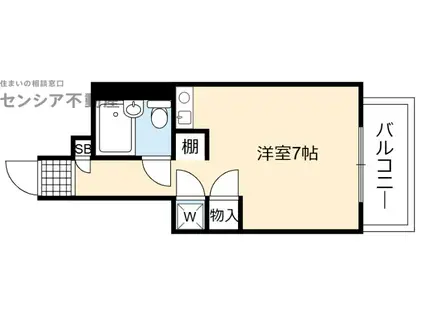 グランデール京橋(ワンルーム/6階)の間取り写真