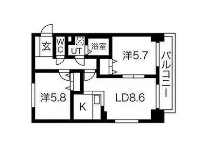 ヘルム21(2LDK/5階)の間取り写真