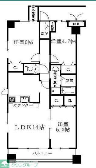 サンシャイン柏の葉(3LDK/2階)の間取り写真