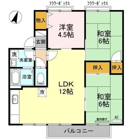 メゾン萩原B棟(3LDK/2階)の間取り写真