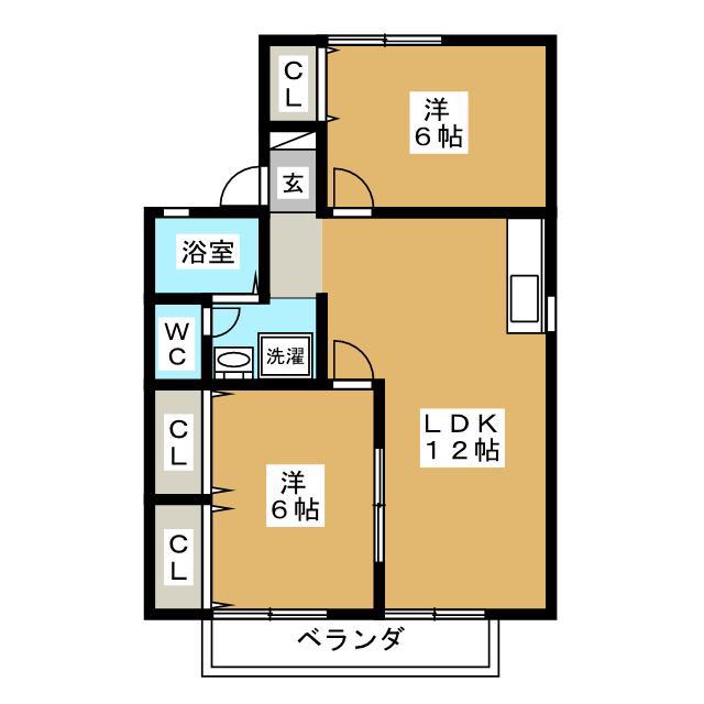 ヌーベルメゾン A(2LDK/2階)の間取り写真