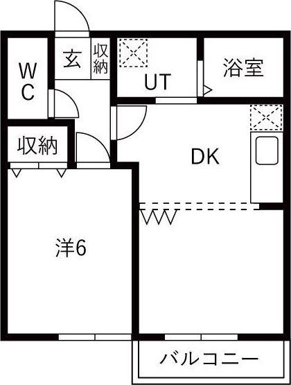 ガーデンヒルズ宮前(1LDK/1階)の間取り写真
