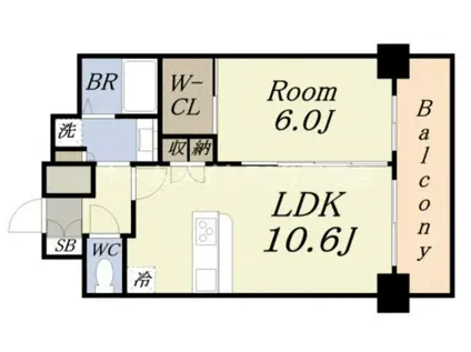 プレサンス九条グランデリーヴ(1LDK/14階)の間取り写真