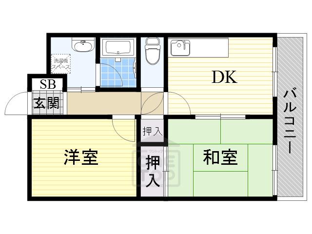 ストーク利倉(2DK/4階)の間取り写真