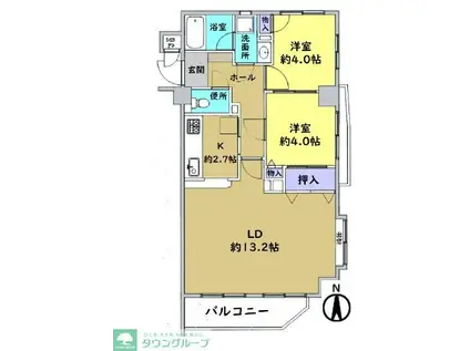 ヴィラージュ高幡不動(2LDK/2階)の間取り写真