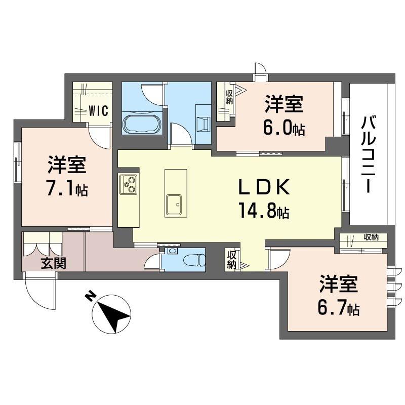 プルネ メゾン(3LDK/2階)の間取り写真