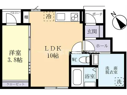 スールソレイユうずら野(1LDK/1階)の間取り写真