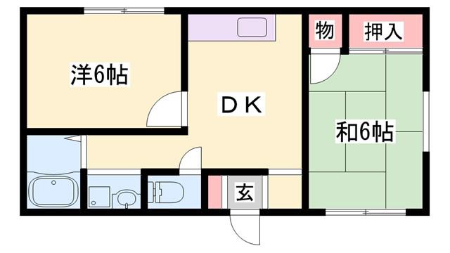 ヴィザ・シャト・社(2DK/2階)の間取り写真