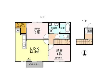 アルバス(2LDK/2階)の間取り写真