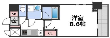 スプランディッド上本町ウエスト(1K/4階)の間取り写真
