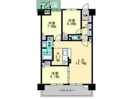 フィール野田公園(3LDK/12階)の間取り写真