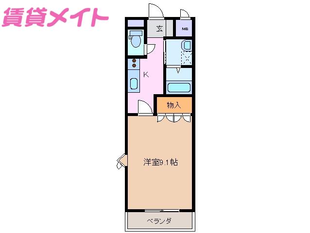 マークI(1K/1階)の間取り写真