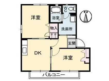 ヴィラージュマルイ(2DK/1階)の間取り写真