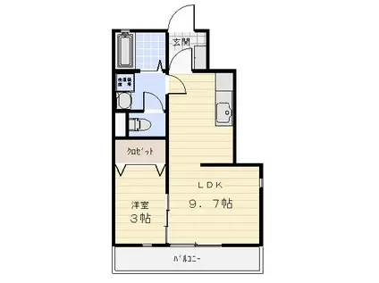 サウンドフェザー(1LDK/1階)の間取り写真