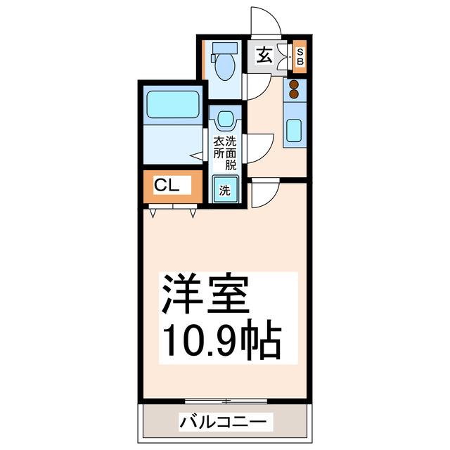 クロノス25上熊本(1K/9階)の間取り写真