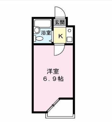 ベルシティ高松(1K/2階)の間取り写真