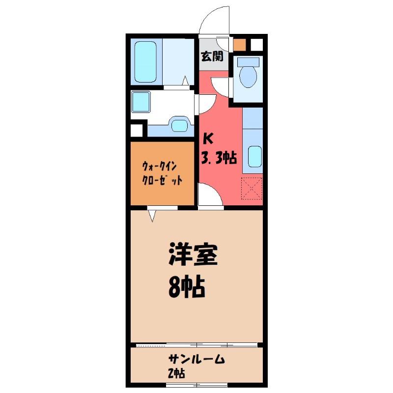 ルビー D(1K/2階)の間取り写真