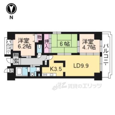 MNS千本(3LDK/4階)の間取り写真