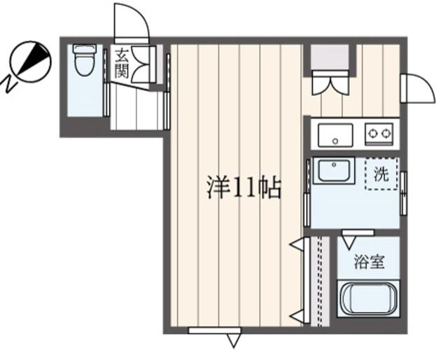 メゾン鉢山(ワンルーム/1階)の間取り写真