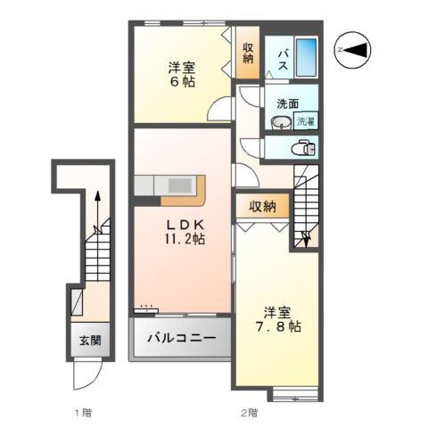メゾン ドゥ アヴィニヨン(2LDK/2階)の間取り写真
