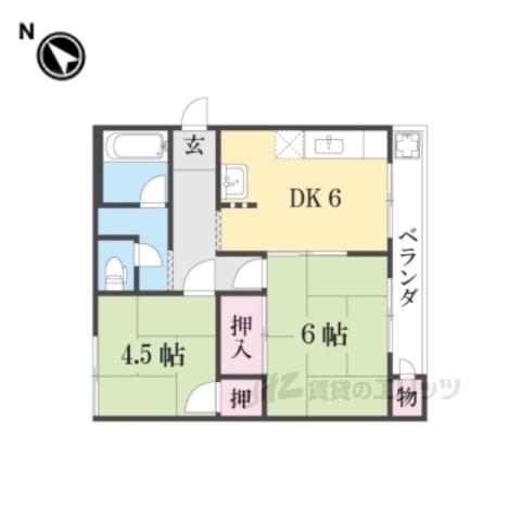 かずみマンション(2DK/2階)の間取り写真