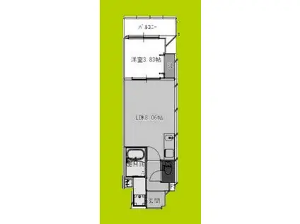 FREEDOM RESIDENCE堺寺地町(1LDK/8階)の間取り写真