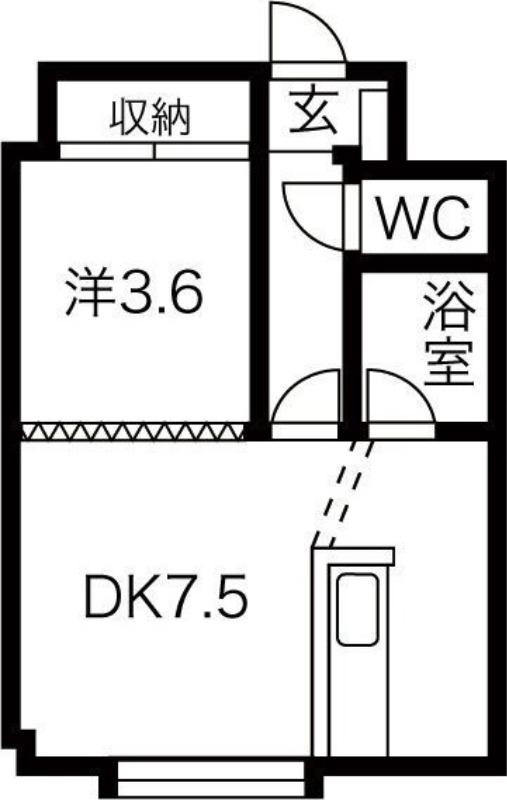 ハピネス21(1DK/4階)の間取り写真