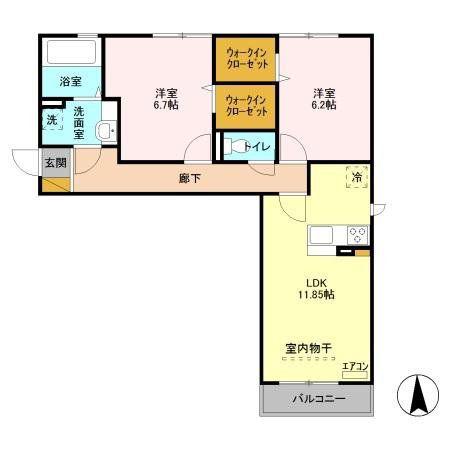 グランデA(2LDK/3階)の間取り写真
