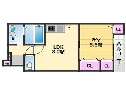 フジパレス岸和田下松Ⅱ番館(1LDK/1階)の間取り写真