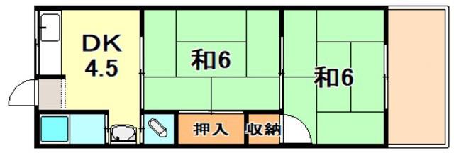 酒井アパート(2DK/2階)の間取り写真