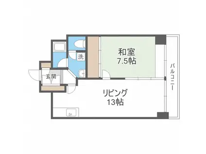 ハイデンス琴似(1LDK/7階)の間取り写真