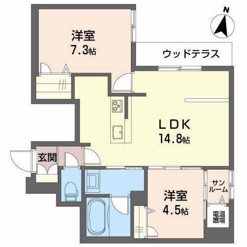 DREAMIO堀川小泉(2LDK/1階)の間取り写真