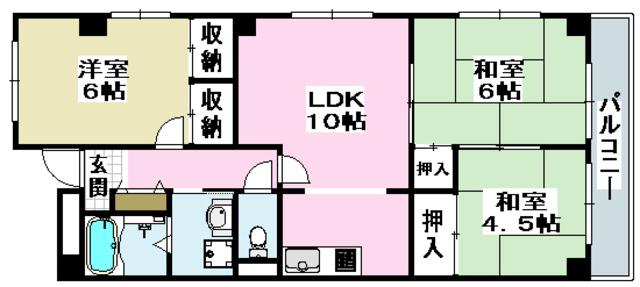 吉田マンション東雲パートII(3LDK/1階)の間取り写真