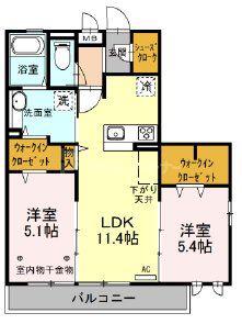 LINX PARK SIDE(2LDK/2階)の間取り写真