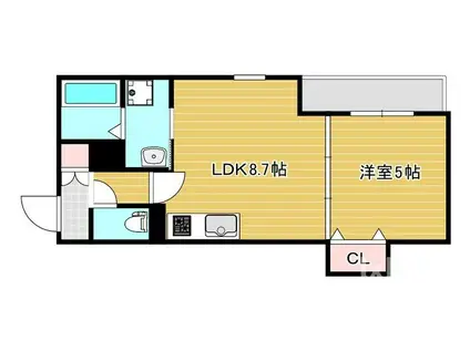 セレニティ豊川A棟(1LDK/3階)の間取り写真